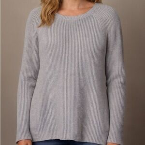 Eileen Fisher Light Gray Knit Sweater - Cozy Crewneck Minimalist Oversized